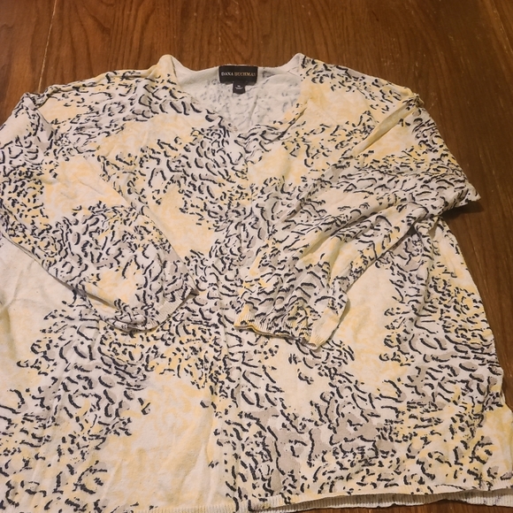Dana Buchman yellow, black and ivory sweater size XL - Picture 3 of 5